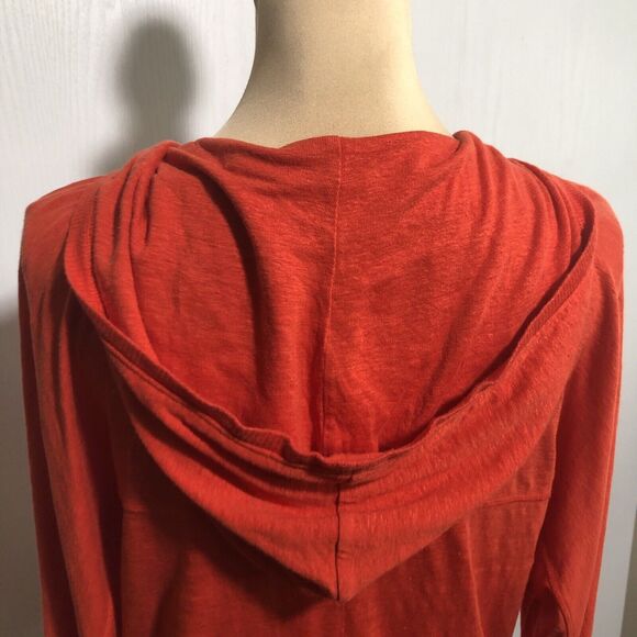 EILEEN FISHER Linen Cardigan Womens XS Orange Dolman Sleeves Hoodie Sweater - Picture 8 of 14